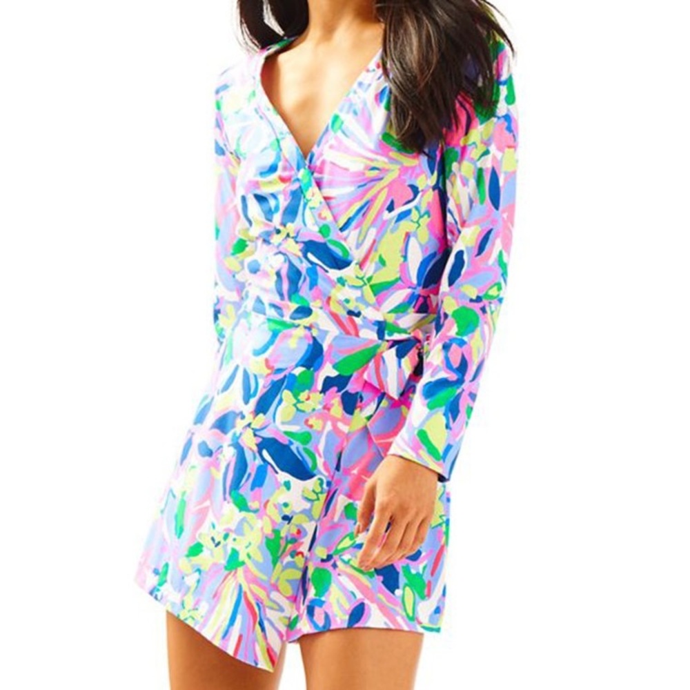 Lilly Pulitzer Tiki Wrap Romper Havin a Blast XL